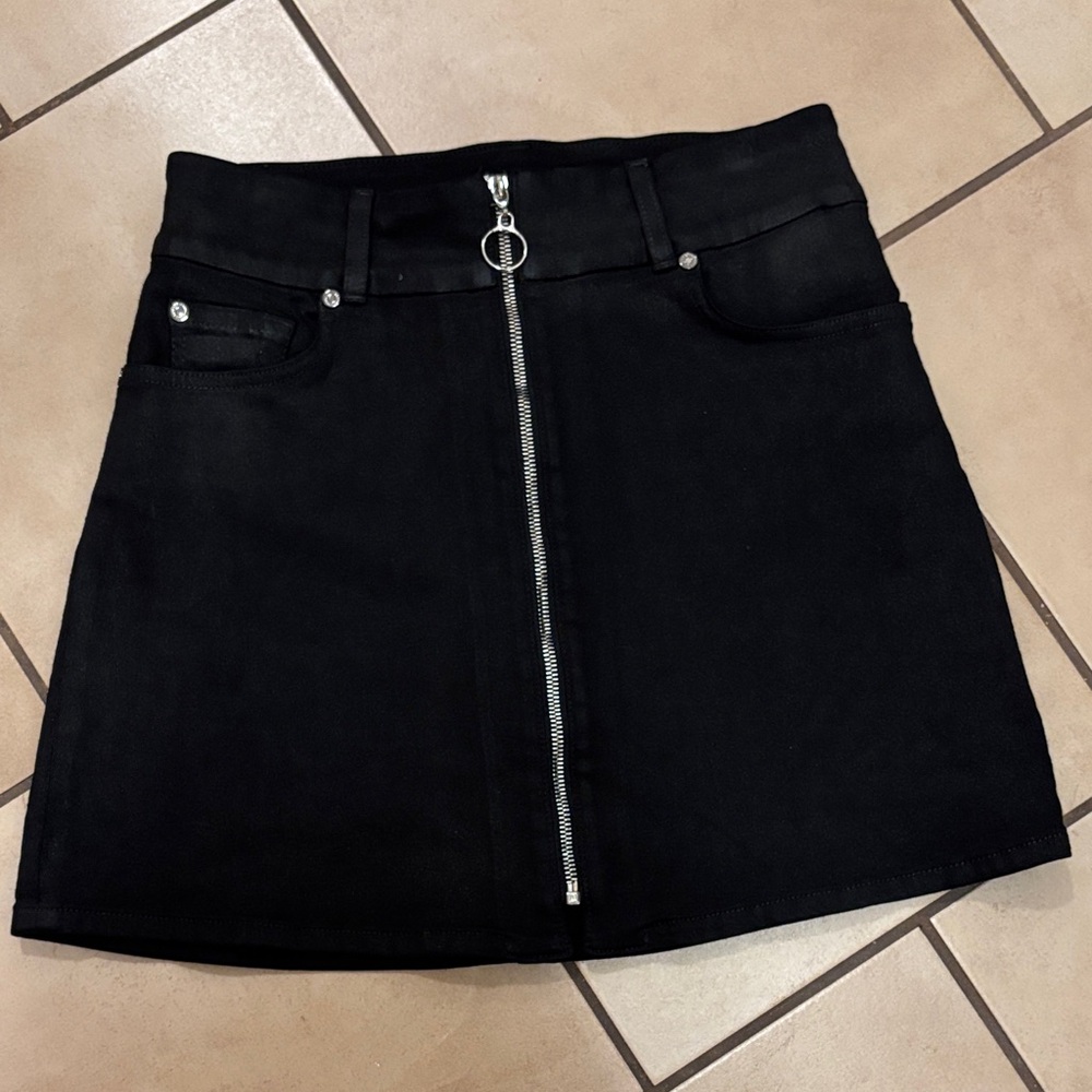 7 For All Mankind Black Mini Skirt with Zipper